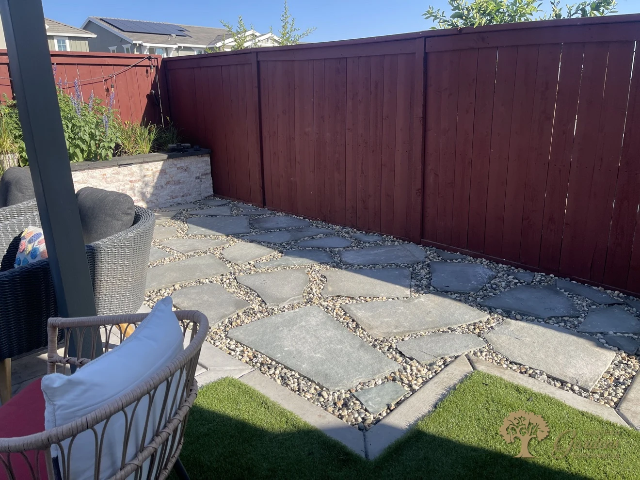 Rocklin Backyard Landscaping – Flagstone Patio Beside the Gazebo – American Gardens Landscaping
