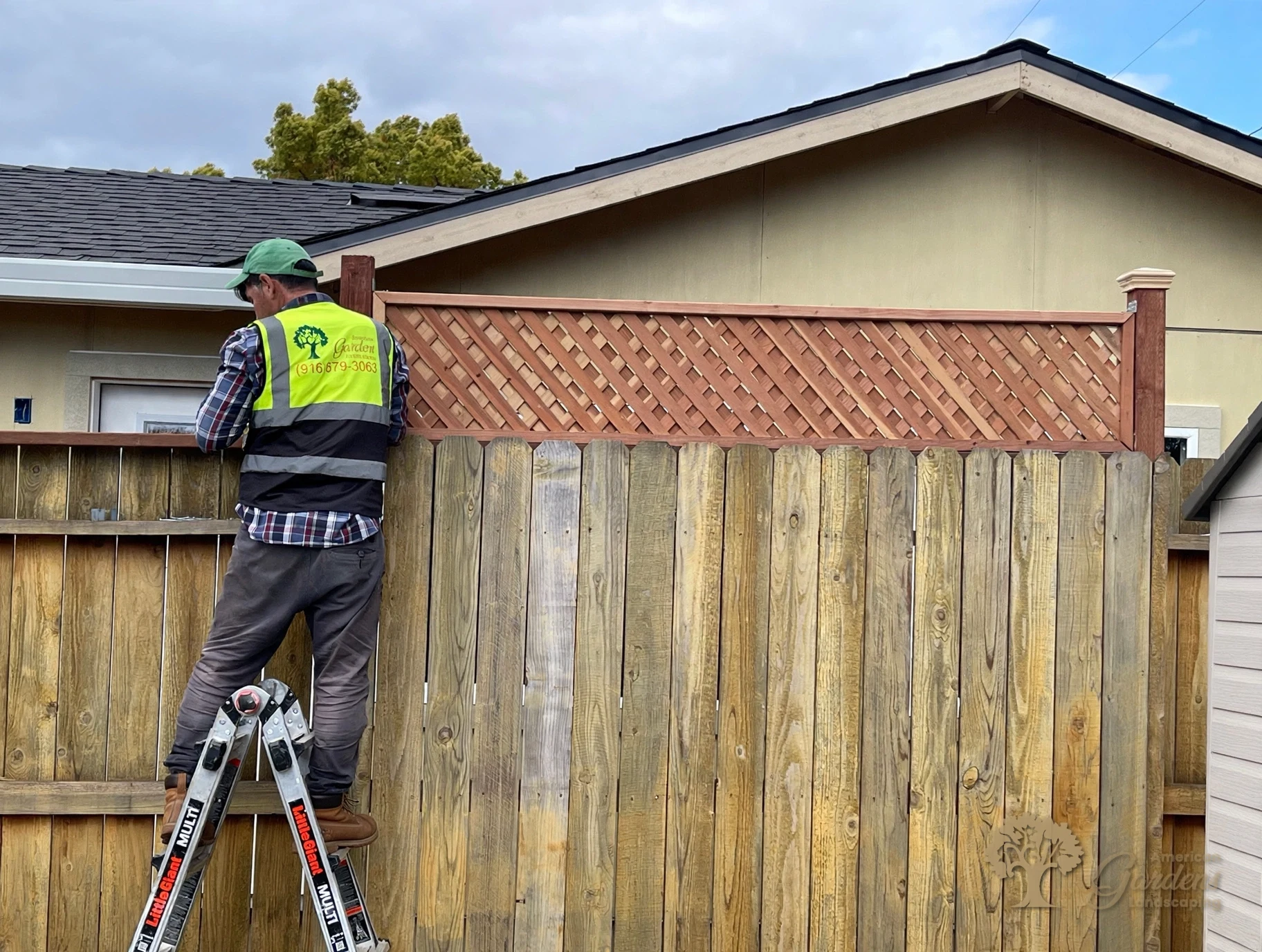 Redwood lattice added for privacy and security in Rancho Cordova – American Gardens Landscaping