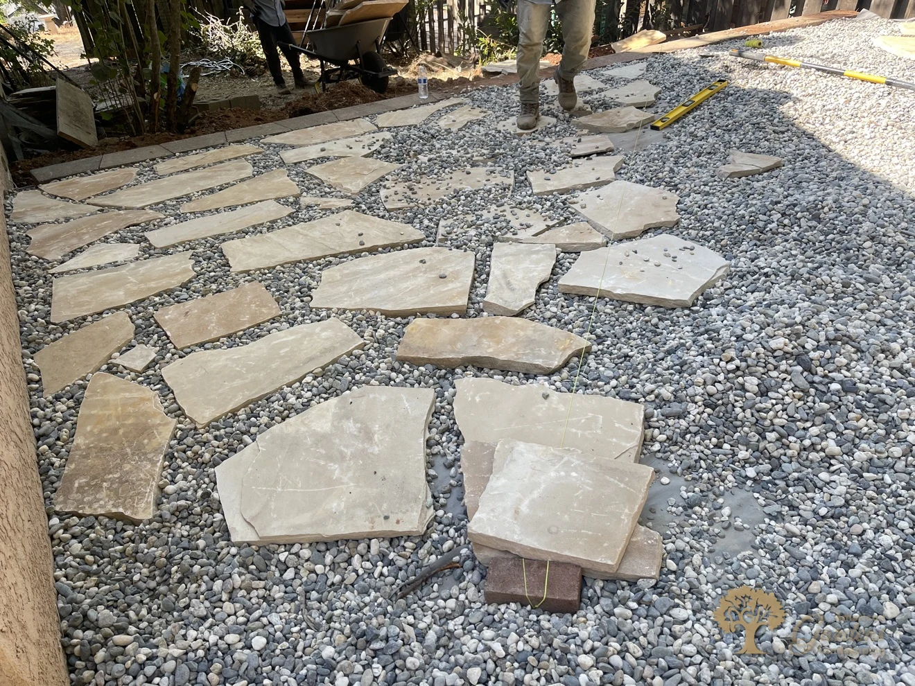 Flagstone patio layout in Shingle Springs – American Gardens Landscaping