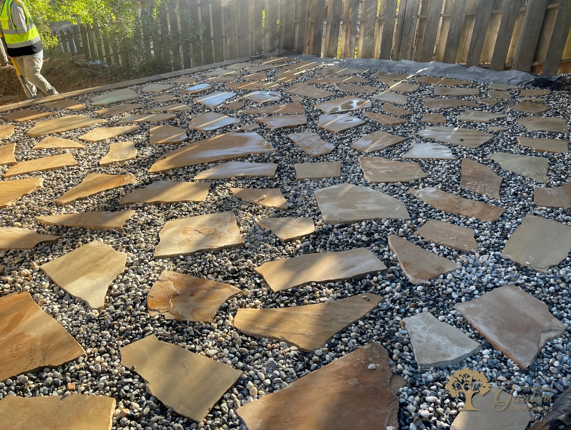Finished flagstone patio in Shingle Springs – American Gardens Landscaping