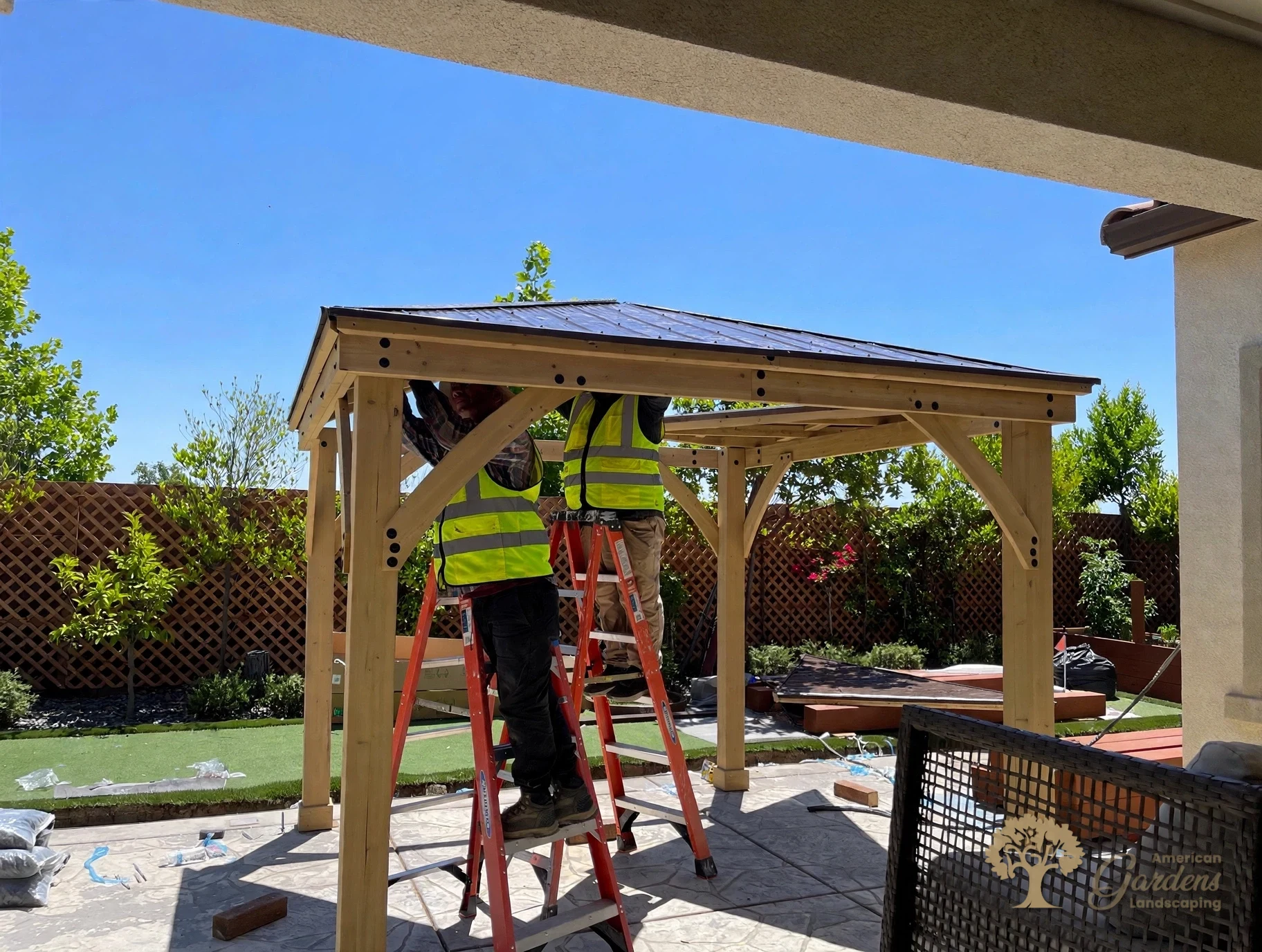 Folsom Flagstone Patio & Gazebo – American Gardens Landscaping