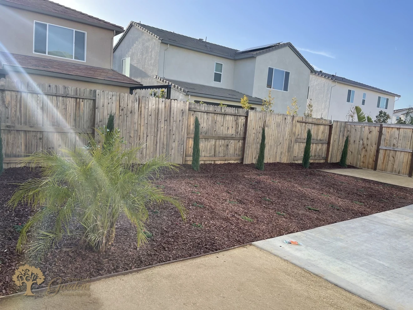 Finished backyard with groundcover grid in Lincoln – American Gardens Landscaping