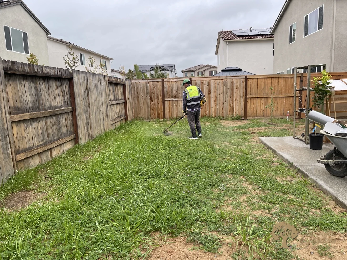 Backyard before a xeriscape conversion in Lincoln – American Gardens Landscaping