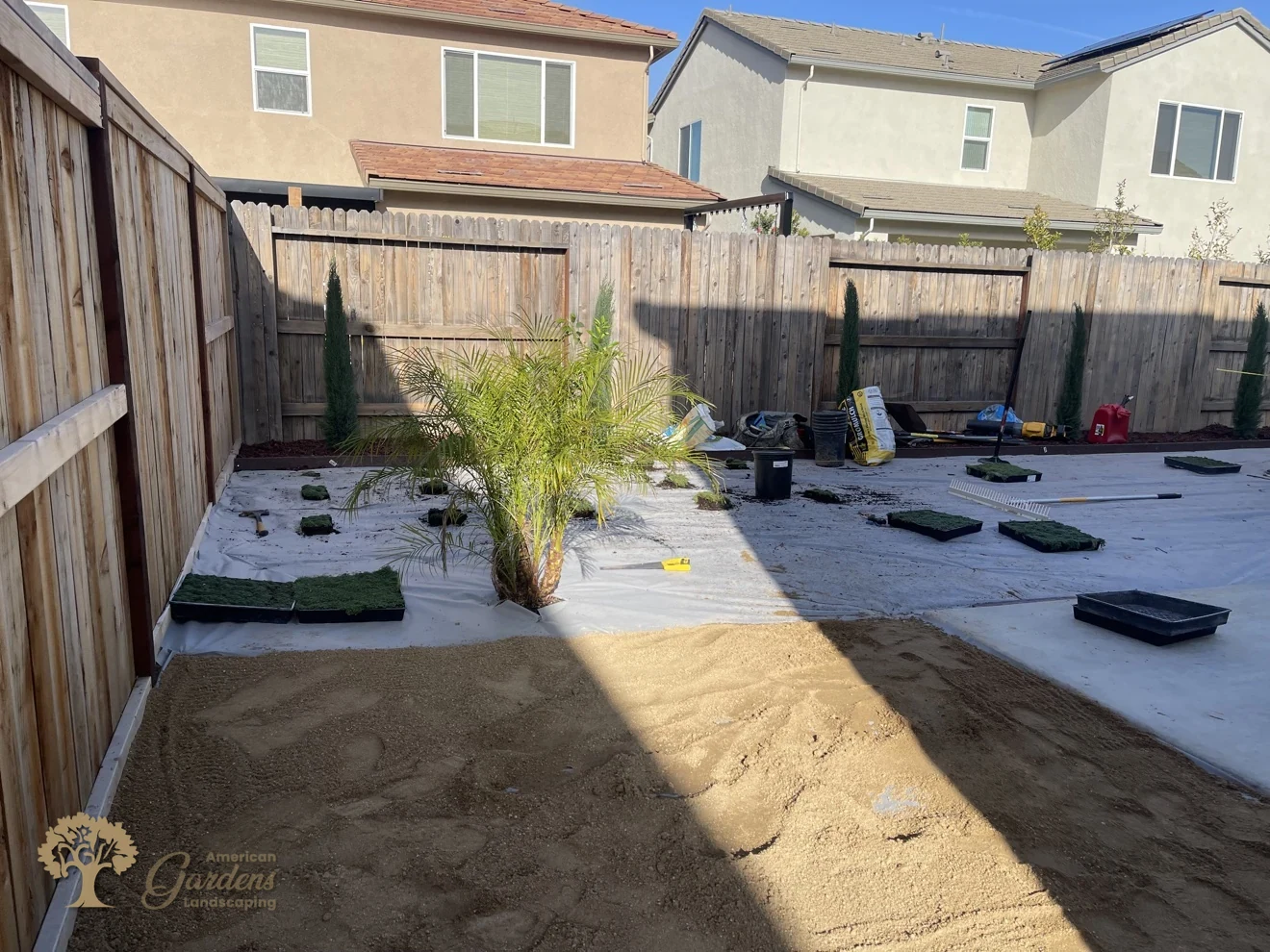 Groundcover grid and DG pad taking shape in Lincoln – American Gardens Landscaping
